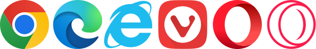 The icons for Google Chrome, Microsoft Edge, Internet Explorer, Vivaldi, Opera, and Opera GX.