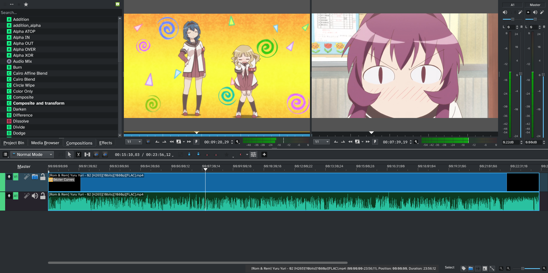 A Screenshot of Kdenlive themed to look like iVegas Pro 14