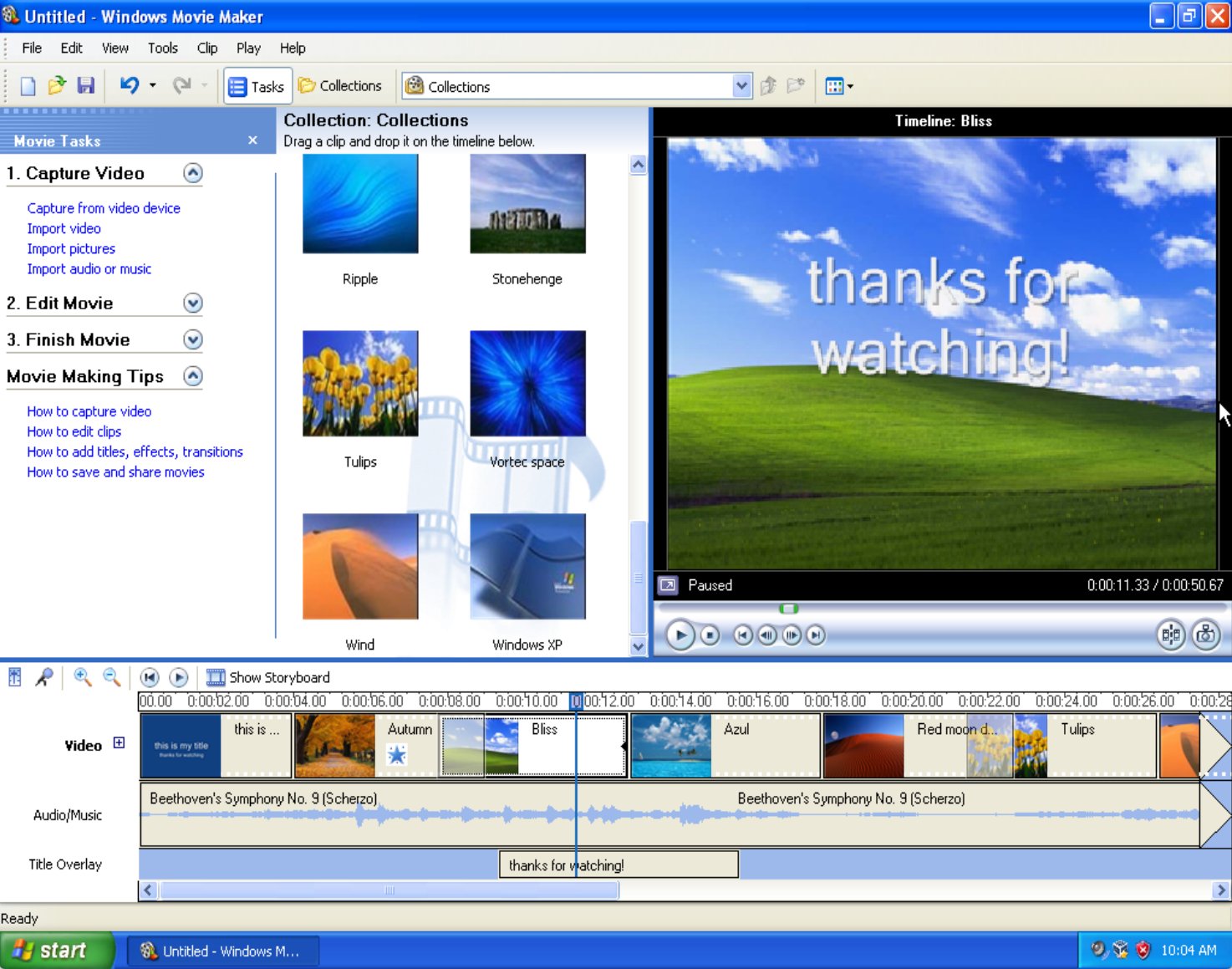 A Screenshot of Windows Movie Maker XP