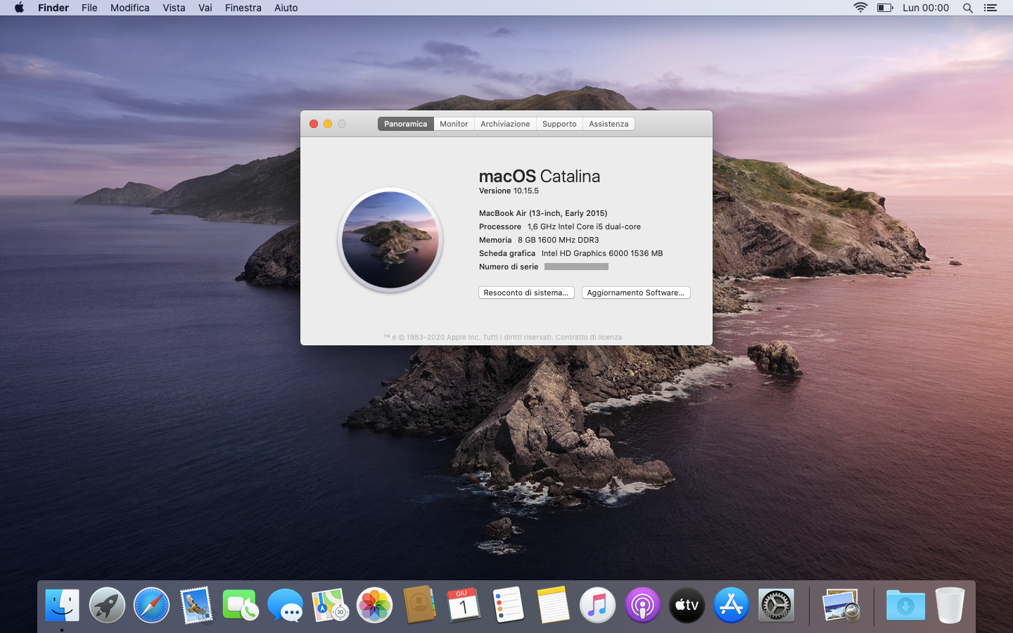 A screenshot of Mac OS X 10.15, known by its codename of Catalina in its light, also known as day, configuration.