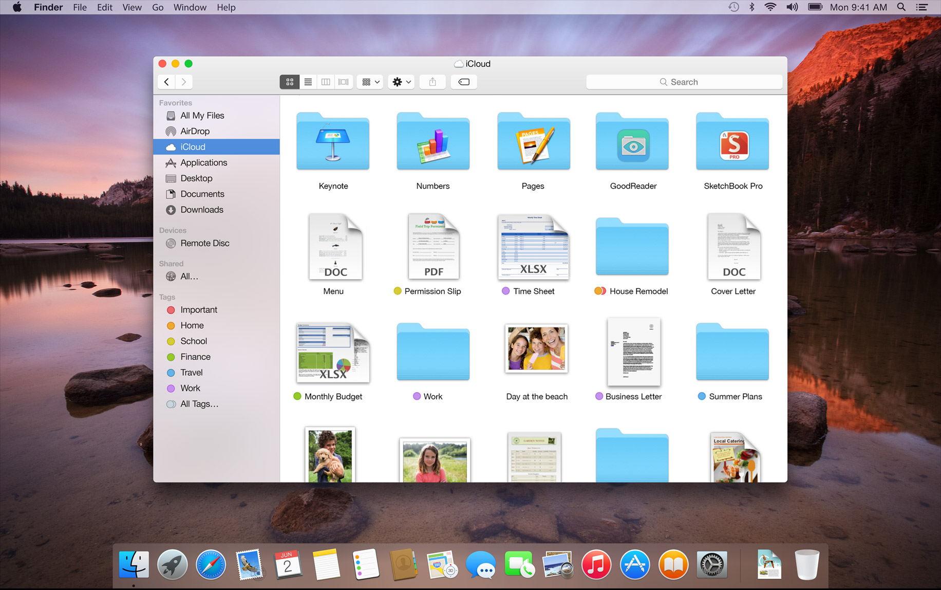 A screenshot of Mac OS X 10.10, known by its codename of Yosemite.